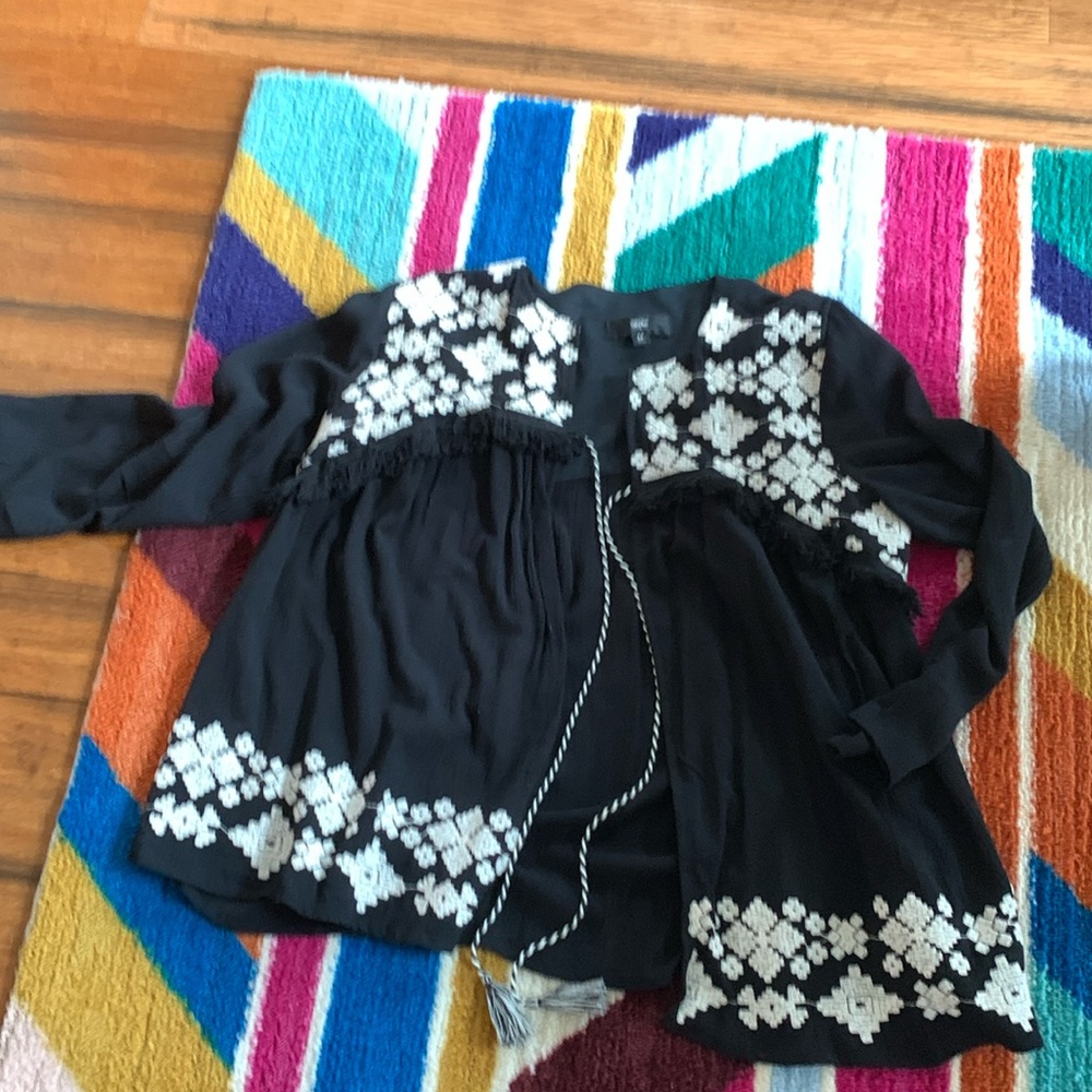 Embroidered peasant top jacket